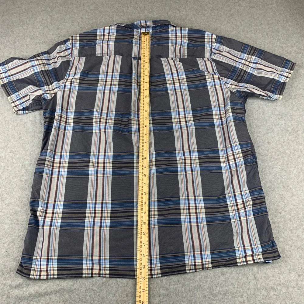 The North Face Button Up Shirt Mens XL Blue Plaid Short Sleeve Hiking Casual